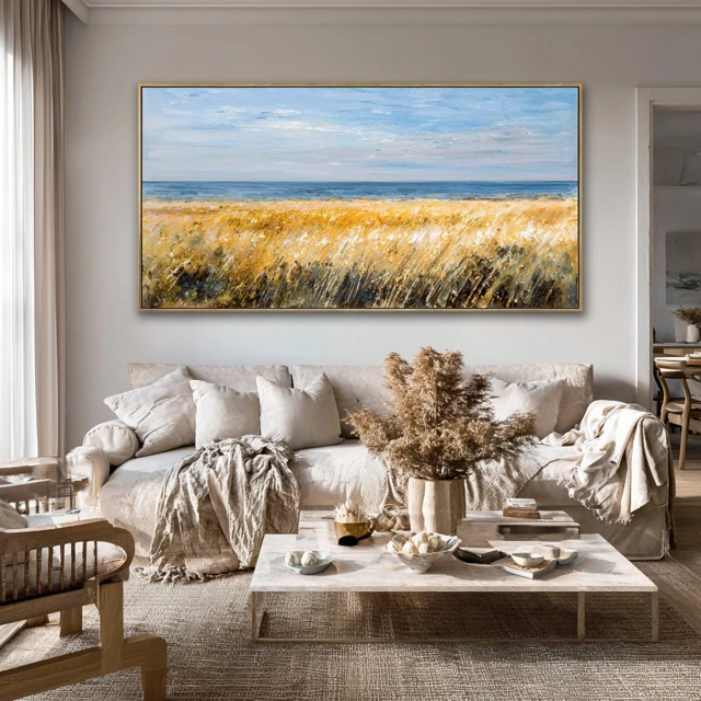 Golden Wheat Field Oil Painting Landscape Art