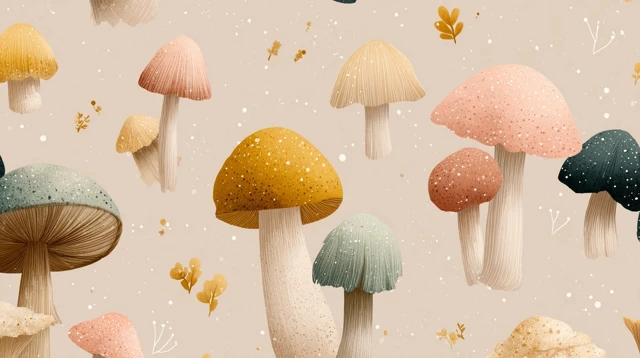 Pastel Mushroom Pattern Forest Ground Vector Art