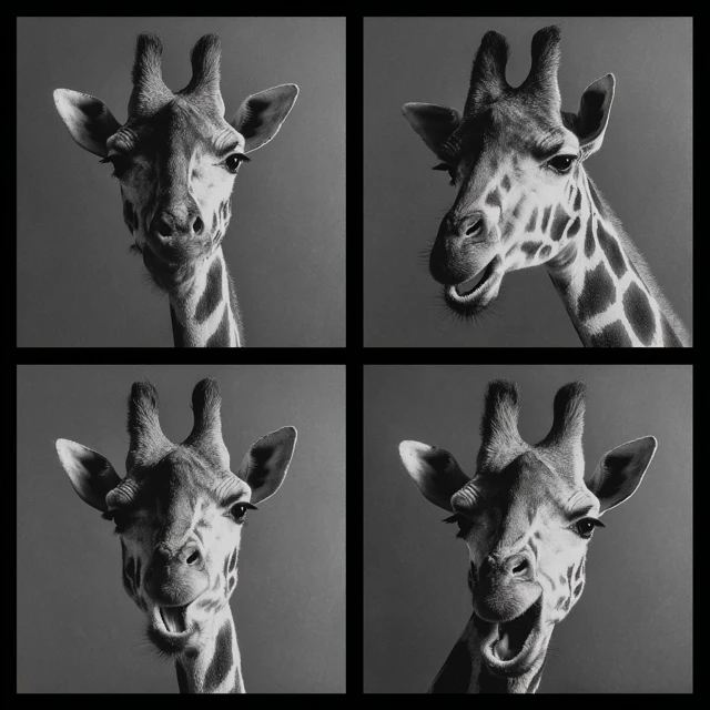 Giraffe Emotions Black and White Photos