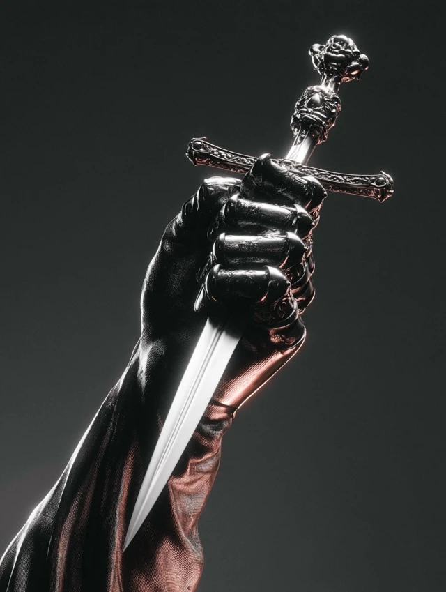 Knight Holds Dagger Dark Fantasy Art