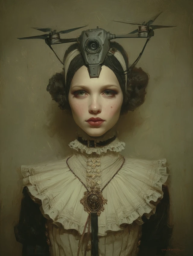 Victorian Gothic Portrait with Drone Head
