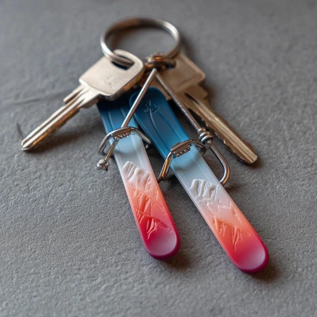 3D Printed Ski Keychain for Keys Gradient Plastic