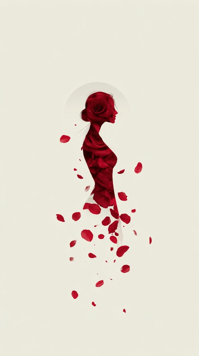 Mothers Day Poster Elegant Rose Petals Woman Minimalist