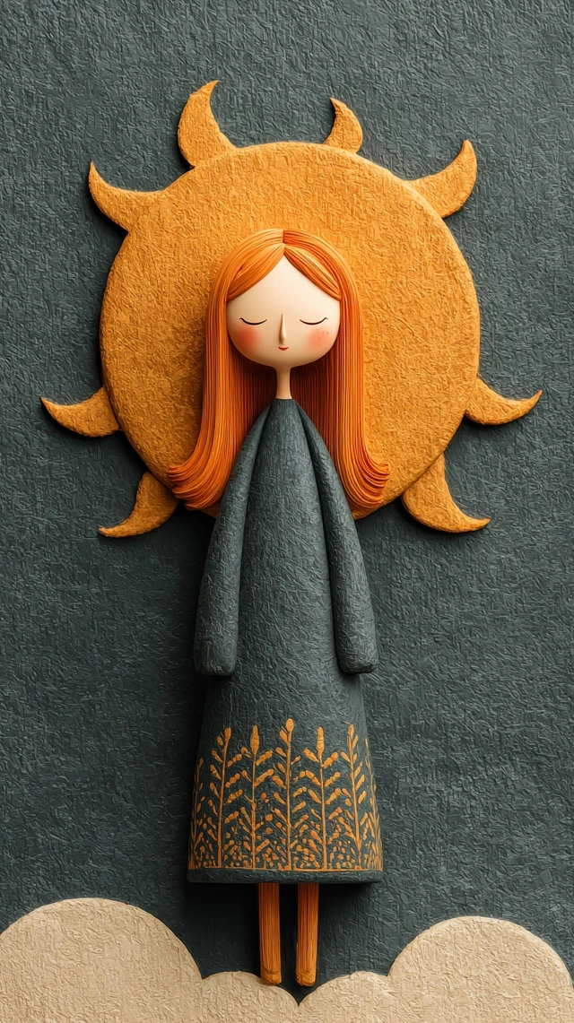 Cute Sun Character Art with Soft Colors