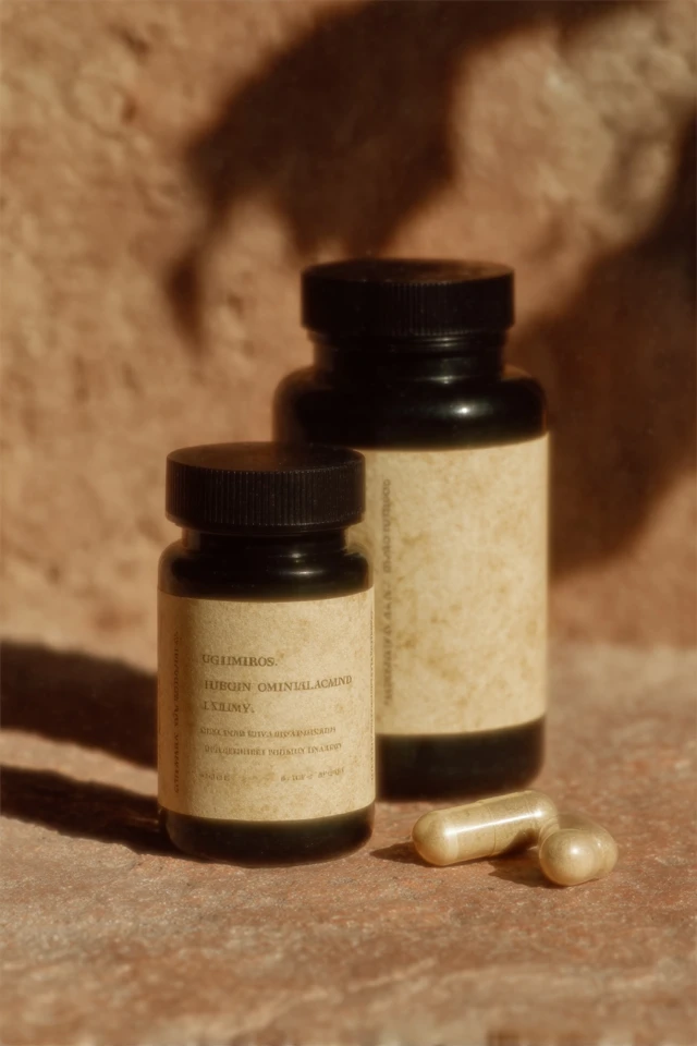 Wellness Supplement Bottles Minimalist Photo