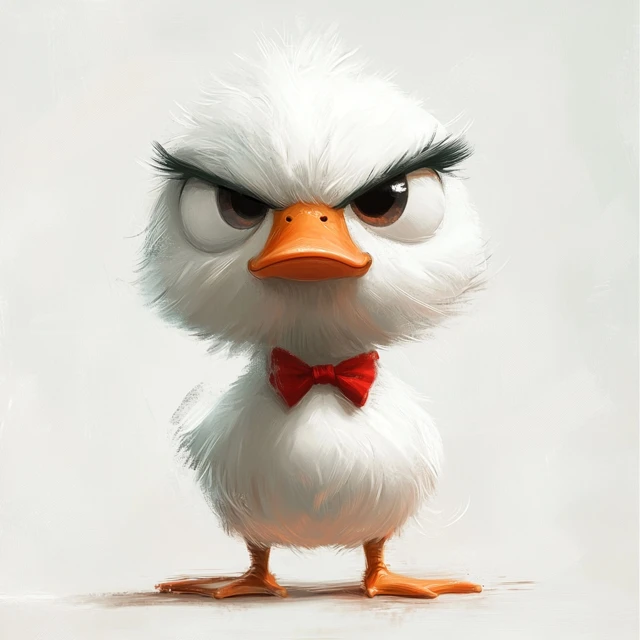 Angry Cute Pixar Duck Bowtie Concept Art