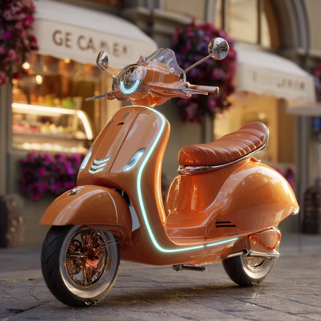 Retro Futuristic Vespa Scooter Design in Milan