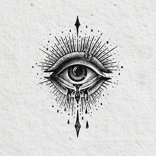 Eye of God Tattoo Design Ink Drawing