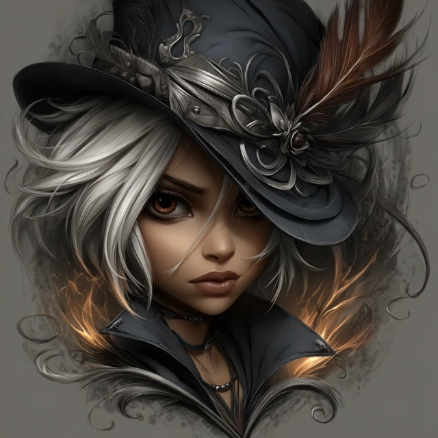 Femme Fatale Fantasy Illustration with White Hair