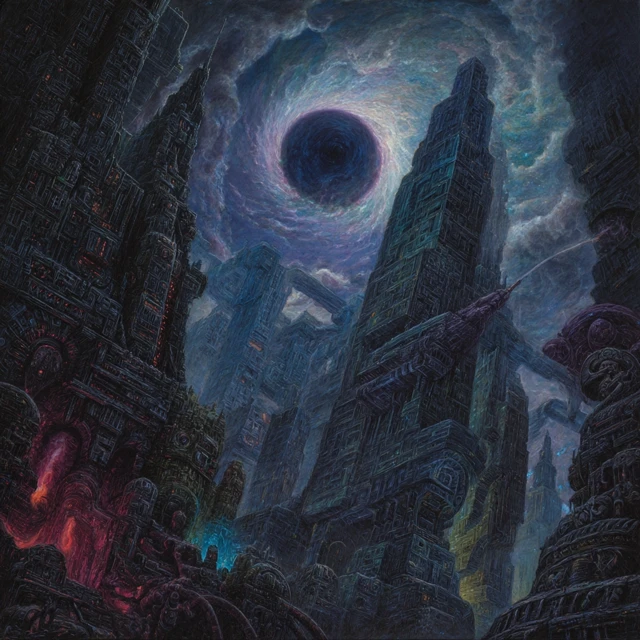 Demons of Infinite Space Intricate Cityscape Art
