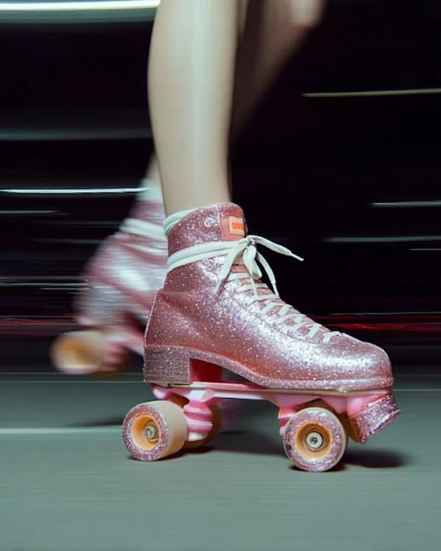 Pink Roller Skates in Motion with Soft Blur