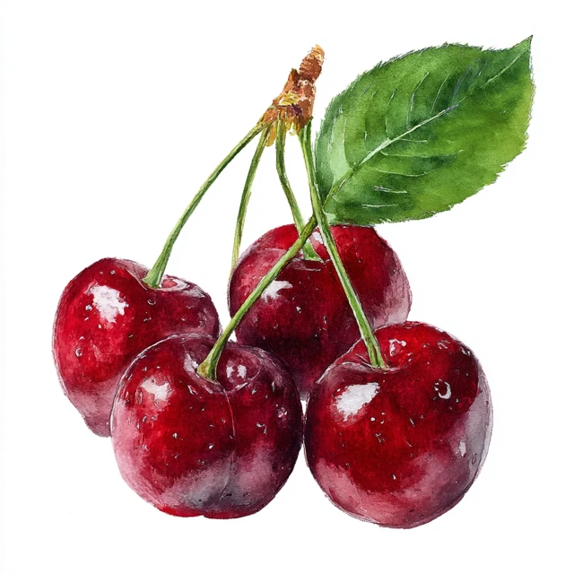 Watercolor Cherry Clipart High Resolution