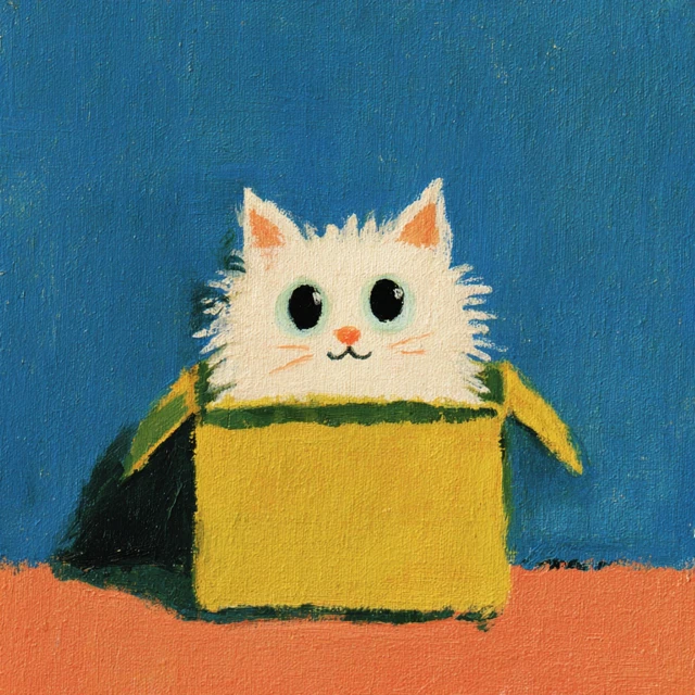 Cute Kitten Peeking From a Box Illustration