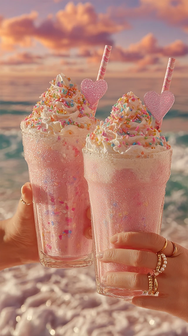 Pink Milkshakes Beach Aesthetic Summer