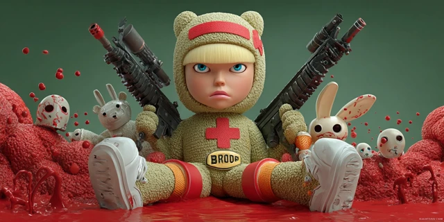 Undead Girl with Guns and Zombie Bunnies