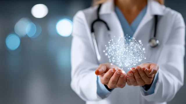 Hi Tech Healthcare Doctor with Holographic Diagram