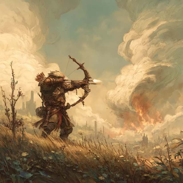 Fantasy Archer with Gun-Bow Illustration