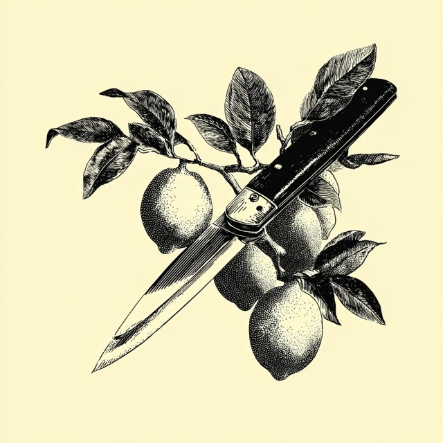 Switchblade Knife and Lemons Illustration