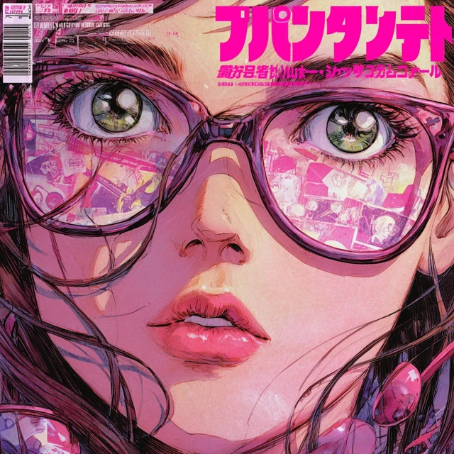 Anime Girl with Glasses Pink Aesthetic Art