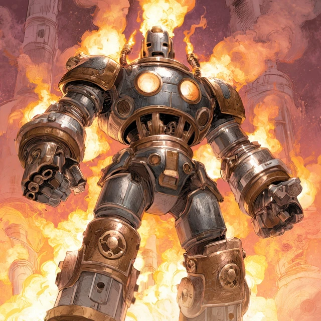 Steampunk Robot Artwork Alex Ross Marvel Comics Style