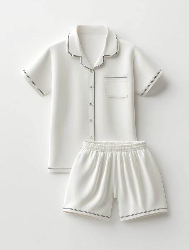 Toddler Pajama Set Mockup White Cotton Flat Lay