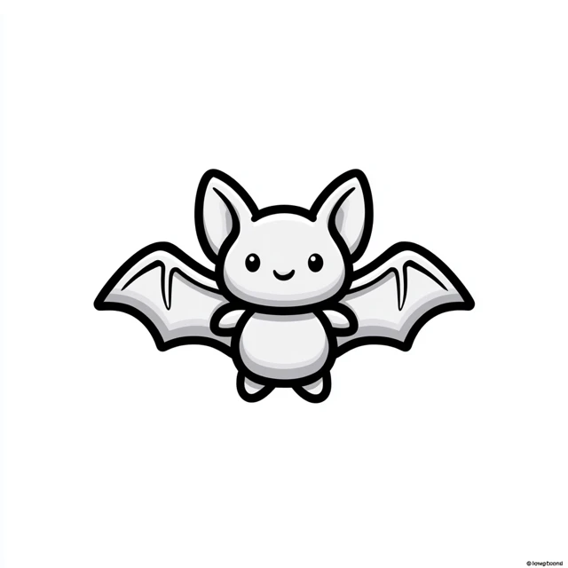 Kawaii Bat Icon for Coloring Childrens Books