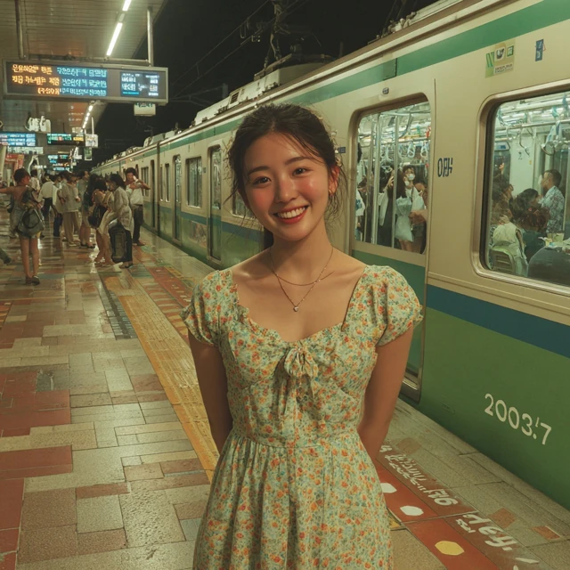 Smiling Korean Woman at Dangsan Station Seoul