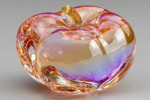 Handcrafted Glass Peach Sculpture Ultra Realistic