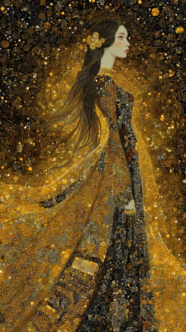 Gustav Klimt Inspired Crocheted Woman Fantasy Art