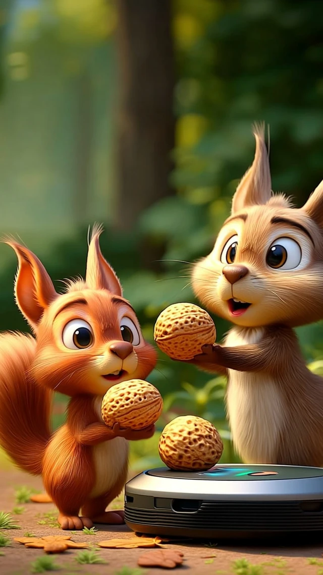 Forest Animals Teamwork Funny Cartoon Scene
