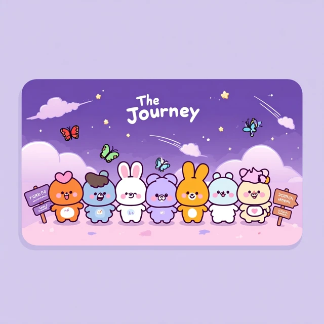 BT21 Desk Mat The Journey Cute Cartoony Design