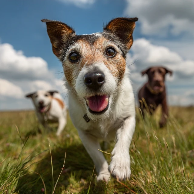 Happy Jack Russell Running in a Field