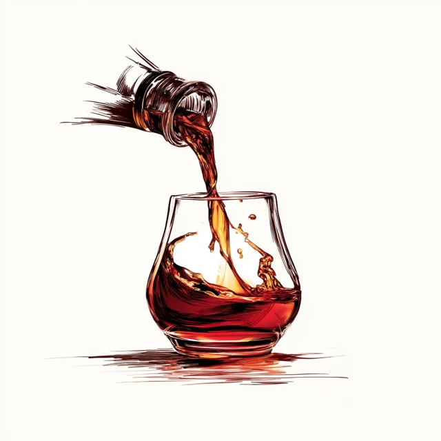 Restaurant Logo Pouring Cognac Red and White