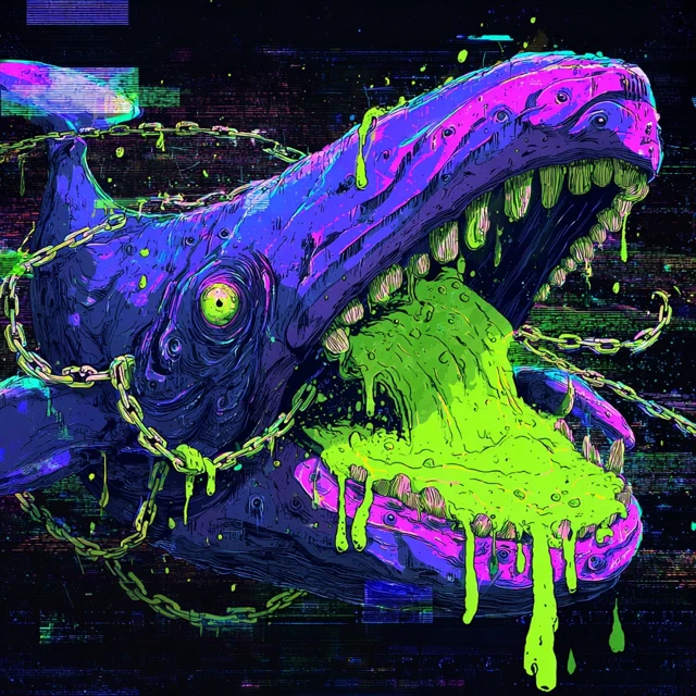 Grotesque Cartoon Whale Head Digital Art
