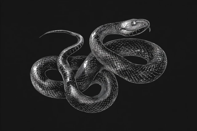 Engraving Style Snake Illustration