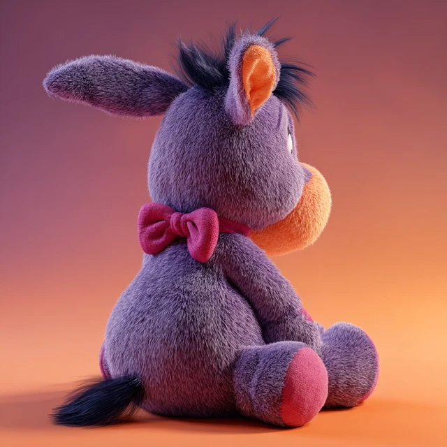 3D Eeyore Plush Toy with Orange Sunset Light