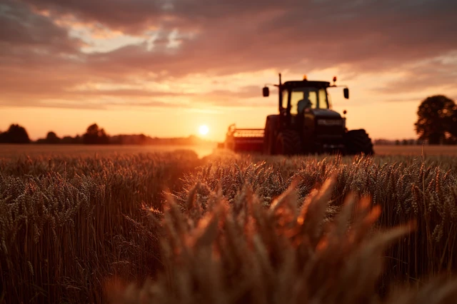 Tractor in Wheat Field - Golden Light Photography