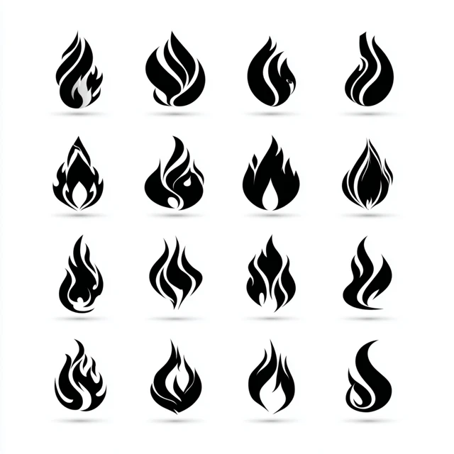 Black Flame Icons Vector Design Elements