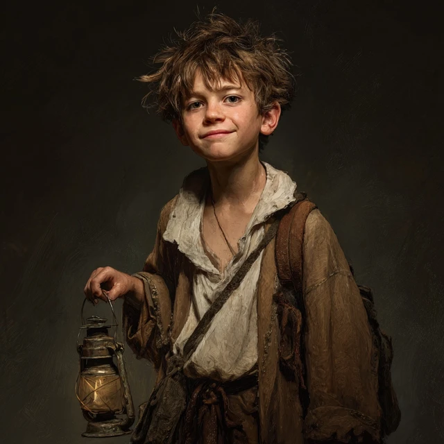 Renaissance Lamp Lighter Boy DnD Style High Definition