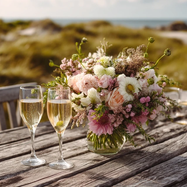 Mothers Day Bouquet Champagne Toast
