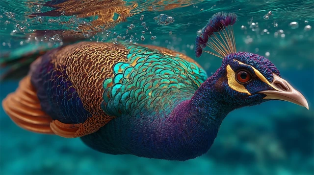Majestic Underwater Peacock Photorealistic 8K