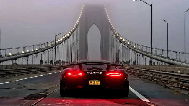 NYC Bridge Supersport Car Photorealistic Scene