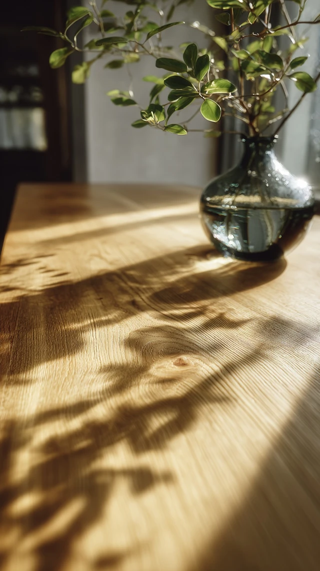 Japanese Kominka Interior Wooden Table and Leaves