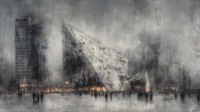 High Tech Cityscape Architecture Collodion Print