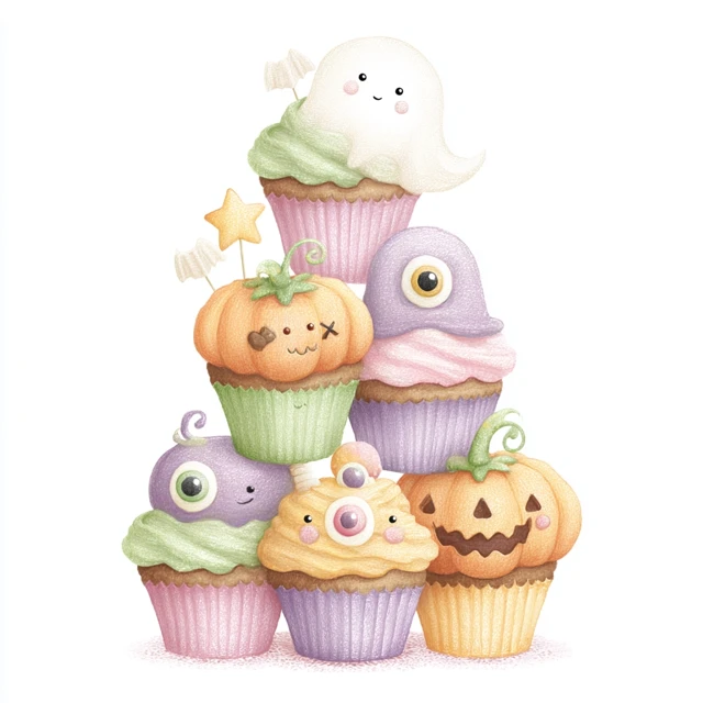 Spooky Pastel Halloween Cupcake Tower