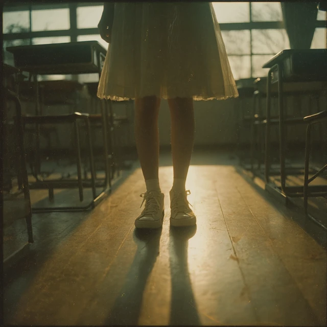 Melancholic Japanese Schoolgirl in Golden Hour