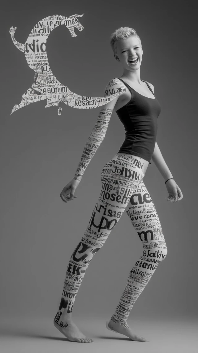 Portrait of a Woman with Typographic Art