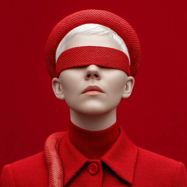 High Fashion Portrait of Woman in Red