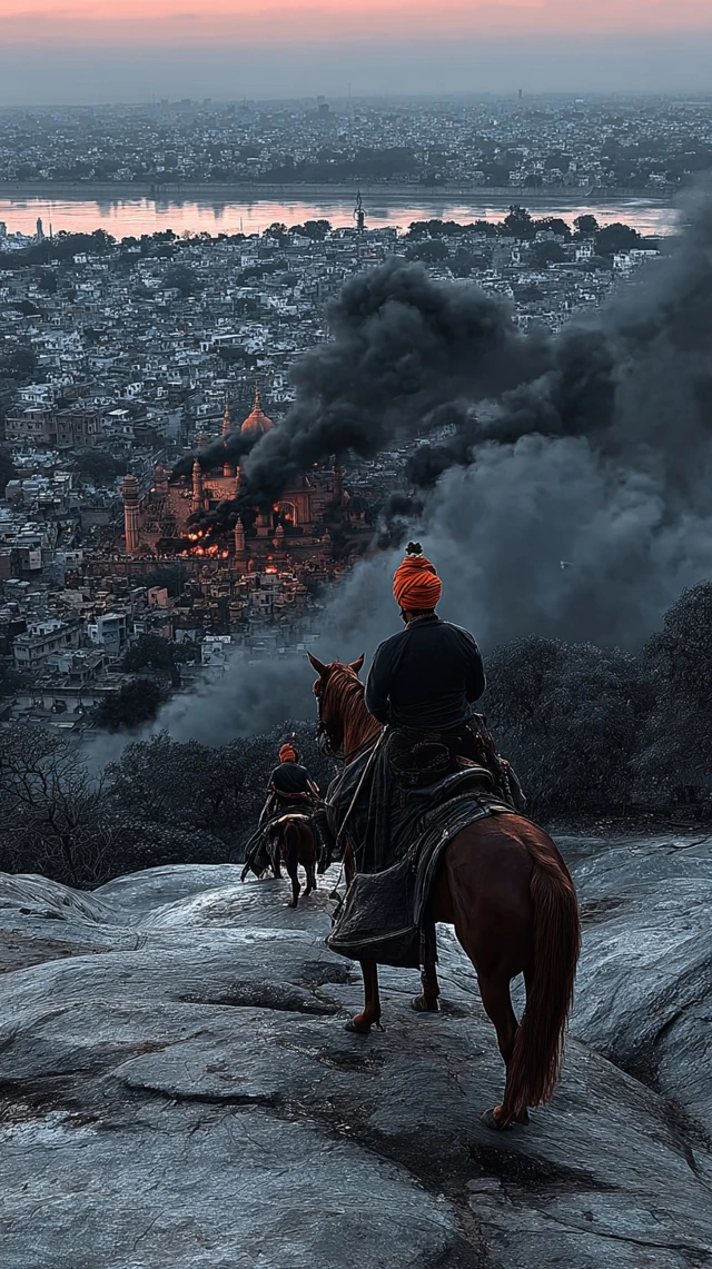 Maratha Chieftain Watches Delhi Burn