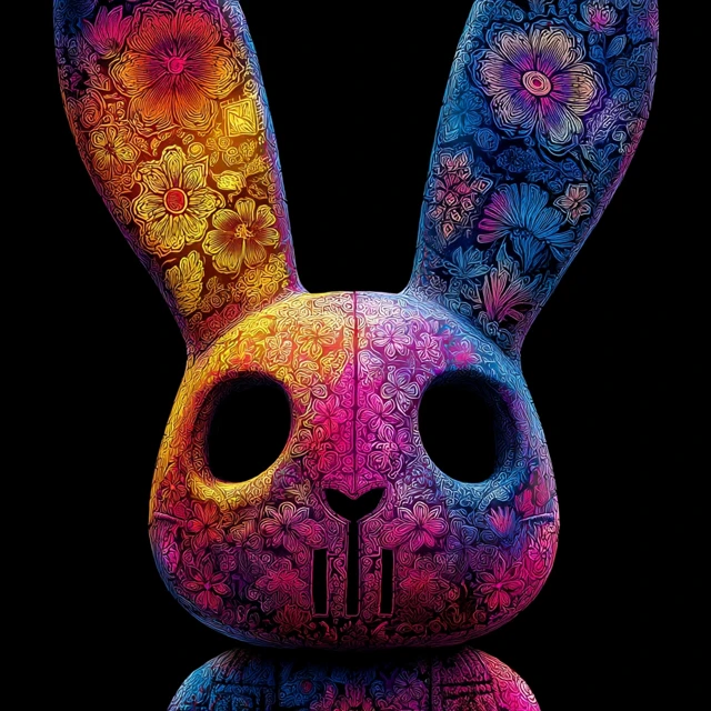 Psycho Bunny Skull Art Neon Desert Design Graphic